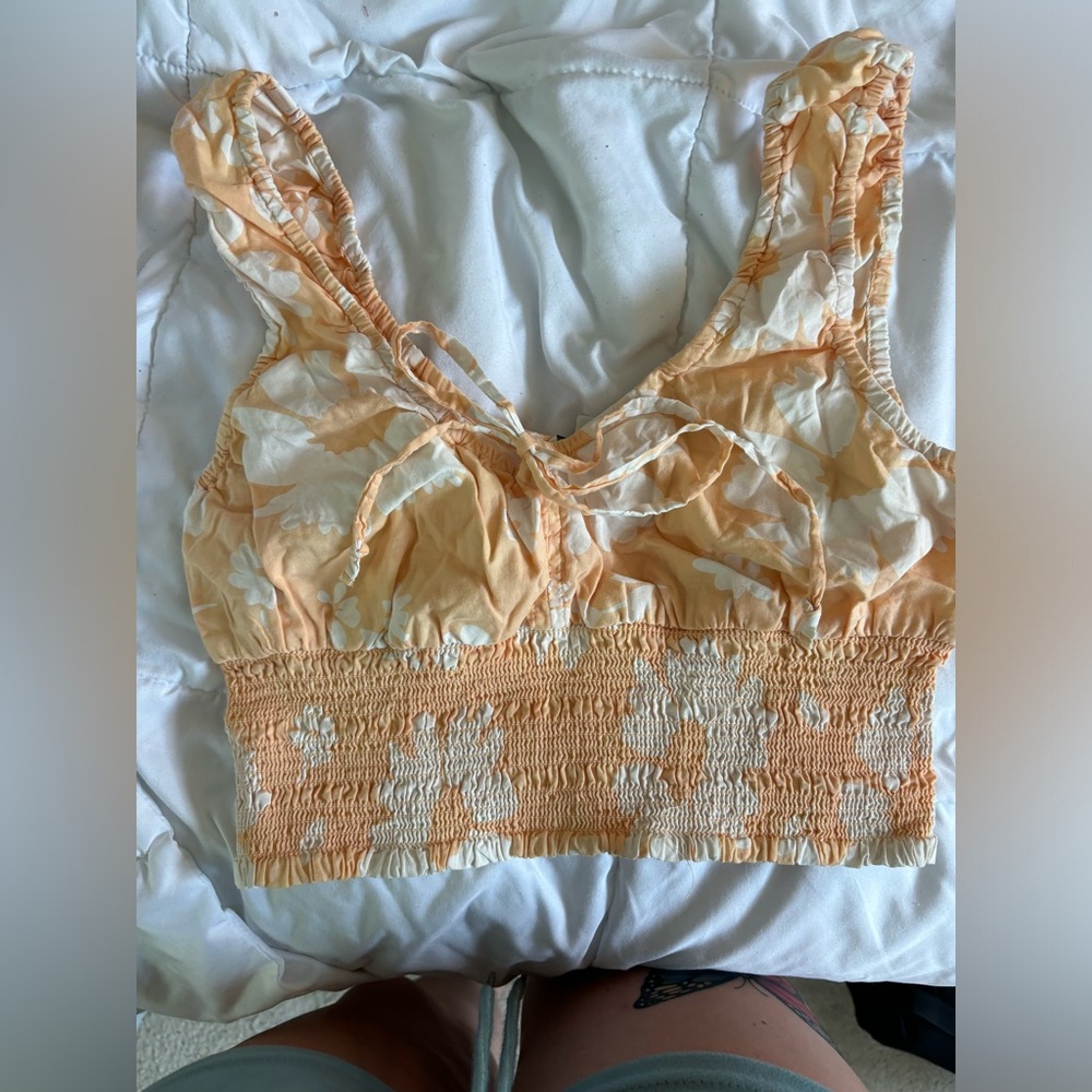 Light orange floral crop top
